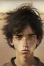 Placeholder: a 15 year old boy with tumbleweed skin neatly army trimmed hair with a slightly protruding upper jaw with medium sized dark brown eyes and very slightly skinny and very light eyebrows