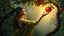 Placeholder: Masterpiece, Fairytale Atmosphere, Haze, Textured Oil Painting with Visible Brushstrokes, Eve in Leafy Clothing in the Garden of Eden Reaches for an Apple, A Serpent Perched on an Apple Tree Branch, Detailed and Effective Lighting Creates a Magical, Fairytale Picture. Detailed and Effective Lighting Creates a Magical, Fairytale Image. Realistic, Volumetric Lighting, Mixed Media, Surreal Futuristic Portrait, Glow, Textured, 3D, 8K, Best Quality, Fine Art, High Detail, Hyperrealism, High Resolutio