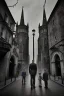 Placeholder: Creepy Old photo of Southampton bargate and eerie cat man and twisted street lights focussed on children's faces