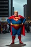 Placeholder: a thoroughly confused, elderly and morbidly obese donald trump standing dressed as superman