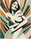 Placeholder: Esboço linear do corpo de uma mulher, with her arms cover her chest line fluid abstract, art style by Coco Vandi, retro minimal, trendy art, art style by Eckhart Tolle and Fabio Hurtado