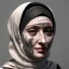 Placeholder: close up portrait of Sofia Buttela as woman in hijab, fine detail, highly intricate, modern surrealism painting, with scars on face , defined cracks and breaks, high-quality, volumetric lighting, 8k, ultrahd, George Grie, Marco Escobedo, Igor Morski,Brian Froud, Howard Lyon, Selina French,