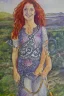 Placeholder: Full body portrait, painting, medium shot lady Celtic art