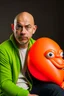 Placeholder: bald man with inflatable pepe downgrade