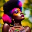 Placeholder: full body shot, masterpiece, best quality, family of three, dark skinned, sparkling eyes, fluorescent skin, colorful makeup, afro, highly detailed body, sun light, 4K, RAW, depth of field, high contrast, realistic details, 24mm