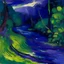 Placeholder: A purple jungle with a poisonous river painted by Claude Monet