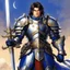 Placeholder: (in the style of Orion, by Masamune Shirow) a paladin knight with his plate armour and his two handed zweihander sword, ready for a blessing