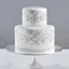 Placeholder: A picture of a simple white cake with silver decoration