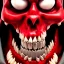 Placeholder: red skull of devil, teeth in nose, pixar style