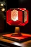 Placeholder: table lamp influence by kimono traditional japanese fashion, retro-modern style design, hexagon form,red and white colour