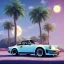 Placeholder: 1980's aesthetic vaporwave palm trees with moon with porsche in autumn with lightning