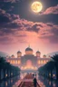 Placeholder: a beautiful moonlit Arabic scene. atmospheric. huge palace and immense view of the night sky. hyper-realism.