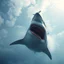 Placeholder: a giant shark eating an airplane in the sky