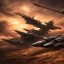 Placeholder: Armored Core fly in the sky in the desert with beside the ocean where you can see the space in the sky with twilight on the horizon, 4k resolution