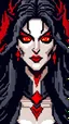 Placeholder: Pixel art of vampire Queen with black hair and red eyes