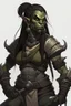 Placeholder: huge female orc dark braided ponytail barbarian dnd