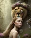 Placeholder: Young beautiful girl with floral crown next to a majestic, stunning lion on nature forest path, Chronicles of Narnia, 8k resolution, high-quality, fine-detail, iridescent, intricate, digital art, detailed matte, volumetric lighting, beautiful, illustration, 3D octane render, brian froud, howard lyon, selina french, anna dittmann, annie stokes, lisa parker, greg rutowski,