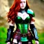 Placeholder: realistic, hyper detailed, stunningly beautiful 16 year old teen girl, long ginger hair, green eyes, medium freckles, full lips, revealing leather armour, full body and head, c-cup breasts, stern expression, full frame, petite, ignore NSFW, shortbow, quiver on hip, sexy