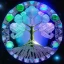 Placeholder: hedjuk,Tree of Life, crystal city crystalline in the sky, renderin, room, cosmic, opalescent, 100mm, opalescent, gemstones, crystals, object, other worldly,water, cristal rock ,bright, ice backg