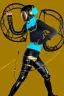 Placeholder: Bronze color, Yellow, Black Cyan photograph Cyber-punk, full-mask, AKG-style big headphones, golden rings & disc, fencing mask. Wounded archer. Asa Akira, lightly armored, electronic circuits. Guns, 3D-Escher tiling, background. Thick tights, thick calves, bend fell, wide hip, flat belly. Ancient artifact attached. Perfect body. Daft Punk, Tron Movie. Matrix movie clothes, Silver leather area, tippet, latex. Wicked sneakers. 1990's, old telephone microphone. Surreal. Minimal fashion Future