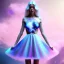 Placeholder: Fuul body white woman with legs, long blond hair, blue eyes, pink and blue dress in a galactic ambiance, delicate colors in the foreground, full of details, smooth, light effect，vaporwave colorful, smooth, extremely sharp detail, finely tuned detail, ultra high definition, 8 k, unreal engine 5, ultra sharp focus