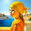 Placeholder: Neoclassicism realistic yellow orange cote d'azur sea child