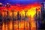 Placeholder: Cyberpunk City, sunset, trees, sci-fi, impressionism painting