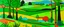 Placeholder: A green grassland near a clearing painted by Stuart Davis