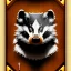 Placeholder: badger is boss in the office, dark wooden furniture