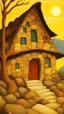 Placeholder: Bosch nightmares, A house made out of stones designed in cave paintings painted by Paul Ranson