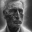 Placeholder: Extremely detailed portrait of man fading into a dark and rough oblivion, black and white digital painting.