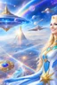 Placeholder: cosmic woman angels smile,admiral high commander from the future, one fine whole face, crystalline skin, expressive blue eyes,rainbow, smiling lips, very nice smile, costume rainbow pleiadian, Beautiful tall woman pleiadian Galactic commander, ship, perfect datailed golden galactic suit, high rank, long blond hair, hand whit five perfect detailed finger, amazing big blue eyes, smilling mouth, high drfinition lips, cosmic happiness, bright colors rainbow, blue, pink, gold, jewels, realist,8k