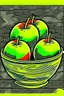 Placeholder: Vintage pop art style of a bowl of sliced apples