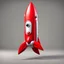 Placeholder: red rocket cartoon stylized 3d