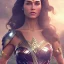 Placeholder: Wonder woman posing in front of a mirror holding a large sword, futuristic design, a paradise in background, close-up face, geometric armor, female face, 3d unreal engine, black face, close up armor, church detail, lovely face