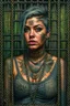 Placeholder: Portrait of a beautiful tattooed voluptuous terrified prisoner chained and collared in the small dim cell. Luis Royo, Jeremy Mann, hyper-detailed, hyperrealistic, digital art, detailed background, dark fantasy, cinematic, vibrant pastel colours