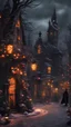 Placeholder: 10k resolution, Goth Christmas scene in Halloween Town