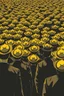 Placeholder: "A conceptual black-and- yellow Red digital illustration of a massive heads with yamacca Jewish hats walking in the same direction, heads up, symbolizing conformity. The atmosphere feels lifeless and repetitive, emphasizing the ordinary mindset of the majority."