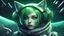 Placeholder: CYBER CAT GIRL IN SPACE, SCI-FI STYLE, GREEN COLORS