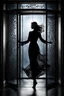 Placeholder: front of is the glass door, a dark silhouette of a dancing woman behind the glass door , front of it is the glass door, high quality, highly detailed, stunning, high realistic picture, impressive, sharp focus, perfect body, perfect shot, professional photo