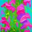 Placeholder: a detailed painting of a sweet pea flower, seamless pattern, oil on canvas, Expressionism