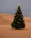 Placeholder: sandy festive Christmas tree in a vast desert with sanddunes