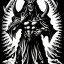 Placeholder: Devil demon satan king knights war code prophecy black and white