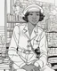 Placeholder: coloring page for teens, simple outlines art, cartoon style, outline drawing, bold outlines, clean and clear outlines, no tones color, no color, no detailed art, art full view, wide angle, white background, Bessie Coleman, African-American abolitionist.