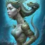 Placeholder: sango fantasy, fantasy magic, intricate, sharp focus, illustration, highly detailed, digital painting, concept art, matte, artgerm and paul lewin and kehinde wiley, masterpiece sexy lips African lady body mermaid alligator head turquoise space lady beach sea under water mermaid seaweed