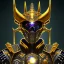 Placeholder: hunter Galaxy treasure moon portrait robotic bloody evil theeth body details 16k warrior gold body dark horn metal silver hybrid Gold Reckt Powerful spike dark