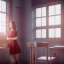 Placeholder: Study girl in classroom by the window ,movie, real photo realistic, unreal engine, cinematic lighting --ar 1:1 creative