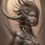 Placeholder: sango fantasy, fantasy magic, intricate, sharp focus, illustration, highly detailed, digital painting, concept art, matte, artgerm and paul lewin and kehinde wiley, masterpiece silver dragon head brown Asain African nice breast Afo woman turquoise snow waves