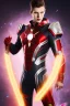 Placeholder: Cosmic super hero, shining logo , red & black costume,with ice sord, 4k image, full body men