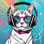 Placeholder: Dibujo de un Cat con auriculares estilo grafiti NFT